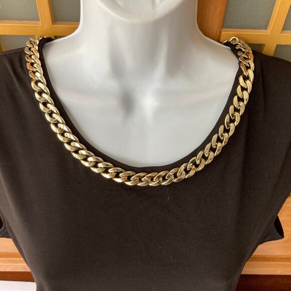 Marc New York Andrew Marc Black Sleeveless Shell with Gold Chain Neckline XL - Picture 4 of 5